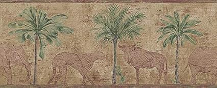 African Animals Palm Trees Wall Border