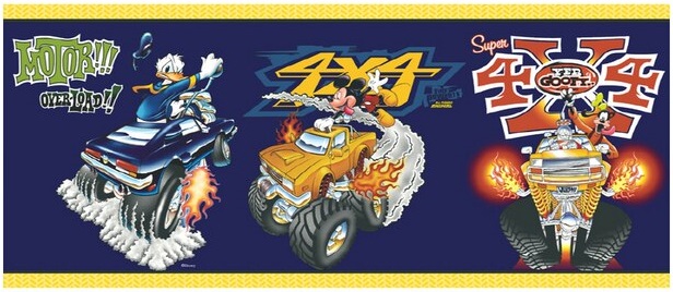Mickey Monster Trucks (Navy) Wall Border