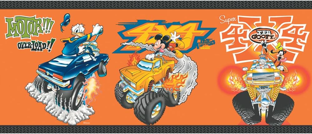 Mickey Monster Trucks (Orange) Wall Border
