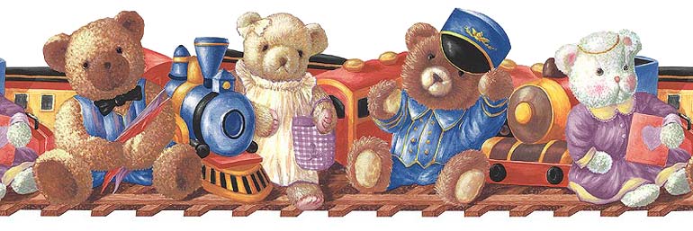 Teddy Bears & Train Wall Border