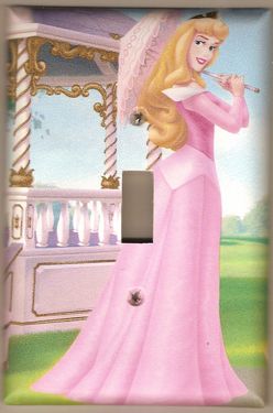 Sleeping Beauty Aurora - Switch Plate decorated with Disney wall border