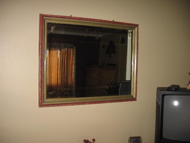 Mirror Framed with PaperIllusion Script Tuscan Red