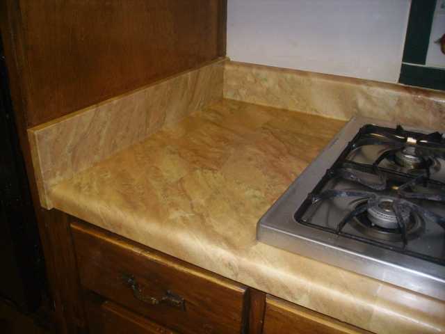 Faux Finish Countertop in Tavertine Carmel PaperIllusion wallpaper