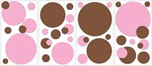 Pink and brown circles wall decals