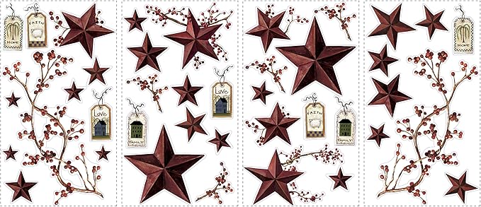 Stars Tags and Berries wall decals