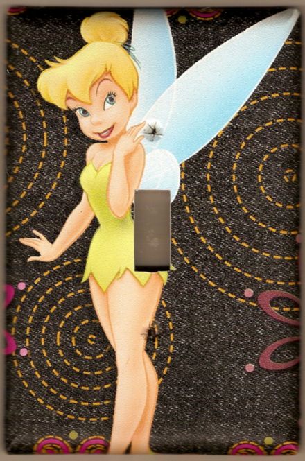 Tinkerbell - Switch Plate decorated with Disney wall border