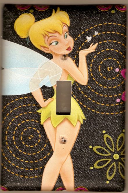 Tinkerbell - Switch Plate decorated with Disney wall border