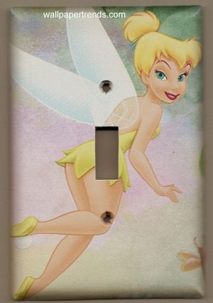 Tinkerbell - Switch Plate decorated with Disney wall border