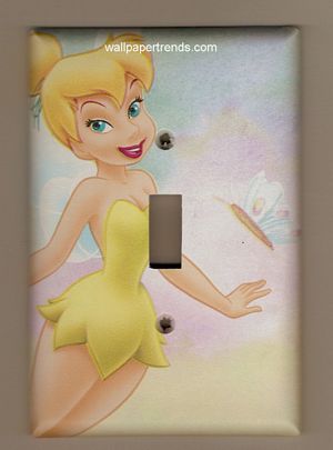 Tinkerbell - Switch Plate decorated with Disney wall border